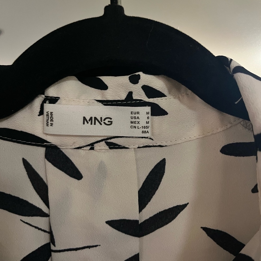 Mango Monochrome Leaf Print Button-Down Shirt - image 2